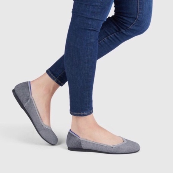 Rothy’s Birdseye Classic Ballet Flats Round-Toe Retired Color Cloud Gray 7.5 - Picture 2 of 13
